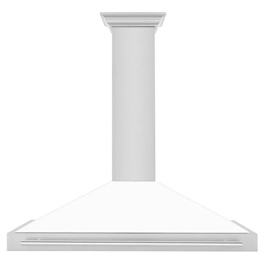 ZLINE 48" White Matte Range Hood, Stainless Steel Handle KB4SNX-WM-48