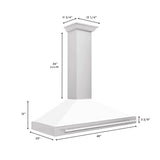 ZLINE 48" White Matte Range Hood, Stainless Steel Handle KB4SNX-WM-48