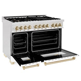 ZLINE 48"Autograph Range Dual Fuel, DuraSnow, White Door,RASZ-WM-48-CB