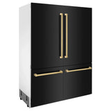 ZLINE 60" Autograph 32.2 cu. ft. 4-Door French Door Fridge Water/Ice Dispenser Black Stainless Steel Gold Accents RBIVZ-BS-60-G