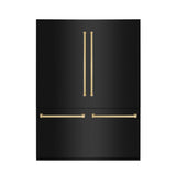 ZLINE 60" Autograph 32.2 cu. ft. 4-Door French Door Fridge Water/Ice Dispenser Black Stainless Steel Gold Accents RBIVZ-BS-60-G