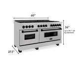ZLINE 60" Autograph Edition Dual Fuel Range, DuraSnow, RASZ-SN-60-MB