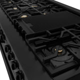ZLINE 60" Dual Fuel Range, Black Stainless, Brass Burners, RAB-60