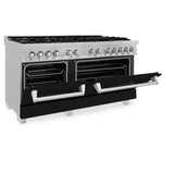 ZLINE 60" Dual Fuel Range Snow Stainless, Black Matte Door, RAS-BLM-60