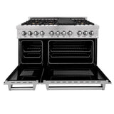 ZLINE 60" Dual Fuel Range, Snow Stainless, Brass Burners, RAS-SN-BR-60
