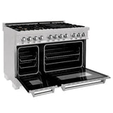 ZLINE 60" Dual Fuel Range, Snow Stainless, Brass Burners, RAS-SN-BR-60