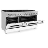 ZLINE 60" Dual Fuel Range Snow Stainless, White Matte Door, RAS-WM-60