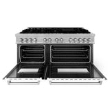 ZLINE 60" Dual Fuel Range Snow Stainless, White Matte Door, RAS-WM-60