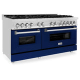 ZLINE 60" Professional Dual Fuel Range with Blue Matte Door, RA-BM-60