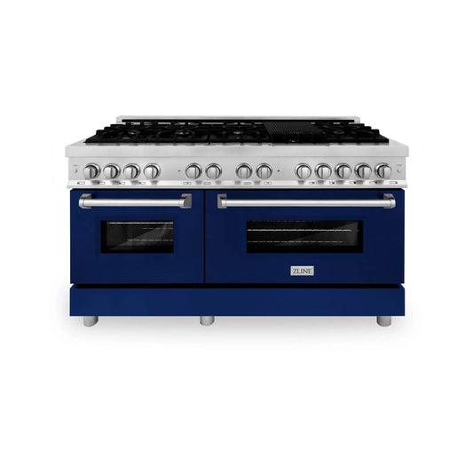 ZLINE 60" Professional Dual Fuel Range with Blue Matte Door, RA-BM-60
