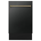 ZLINE Autograph 18" Dishwasher Black Stainless, Bronze, DWVZ-BS-18-CB
