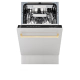 ZLINE Autograph 18" Dishwasher Stainless Door, Gold Handle DWVZ-304-18-G