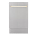 ZLINE Autograph 18" Dishwasher Stainless Door, Gold Handle DWVZ-304-18-G