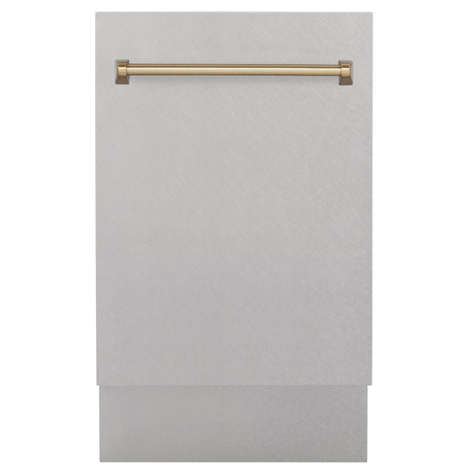 ZLINE Autograph 18" DuraSnow Dishwasher, Bronze Handle DWVZ-SN-18-CB