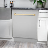 ZLINE Autograph 24" Dishwasher Stainless Door, Gold Handle DWVZ-304-24-G