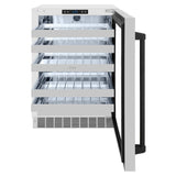ZLINE Autograph 24 in. Dual Zone 44 Bottle Wine Cooler With Stainless Steel Glass Door And Matte Black Handle RWDOZ-GS-24-MB
