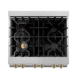 ZLINE Autograph 30" 4.0 cu. ft. Dual Fuel Range , Gas Stove Electric Oven Stainless Steel Champagne Bronze Accents RASZ-SN-30-CB