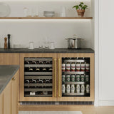 ZLINE Autograph Edition 24 in. Touchstone 151 Can Beverage Fridge With Panel Ready Glass Door And Champagne Bronze Handle RBSPOZ-24-CB