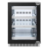 ZLINE Autograph Edition 24 in. Touchstone 151 Can Beverage Fridge With Panel Ready Glass Door And Matte Black Handle RBSPOZ-24-MB