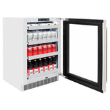 ZLINE Autograph Edition 24 in. Touchstone 151 Can Beverage Fridge With Stainless Steel Glass Door And Champagne Bronze Handle RBSOZ-GS-24-CB