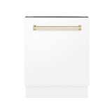 ZLINE Autograph White Door 24" Dishwasher, Gold Handle DWVZ-WM-24-G