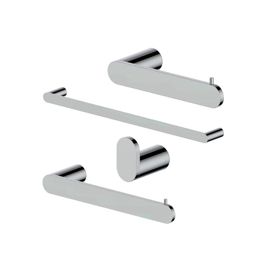 ZLINE Crystal Bay Bathroom Accessories Package with Towel Rail, Hook, Ring and Toilet Paper Holder, 4BP-CBYACC-CH