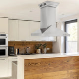 ZLINE Ducted Vent Island Mount Range Hood in Stainless Steel with Built-in ZLINE CrownSound Bluetooth Speakers GL1iCRN-BT-30