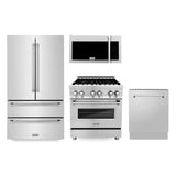 ZLINE Kitchen Package Refrigerator, Range , Microwave, Dishwasher , 4KPR-RAOTRH30-DWV