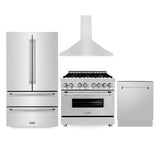 ZLINE Kitchen Package Refrigerator, Range,Range Hood , Dishwasher, 4KPR-RARH36-DWV