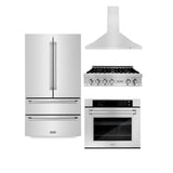 ZLINE Kitchen Package Refrigerator, Rangetop, Rangehood, Wall Oven, 4KPR-RTRH36-AWS