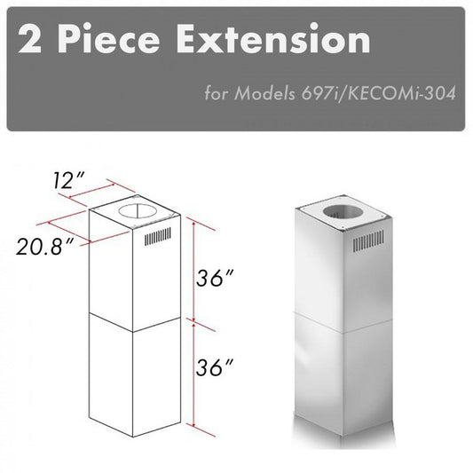 ZLINE Outdoor Chimney Extension 12' Ceiling, 2PCEXT-697i/KECOMi-304
