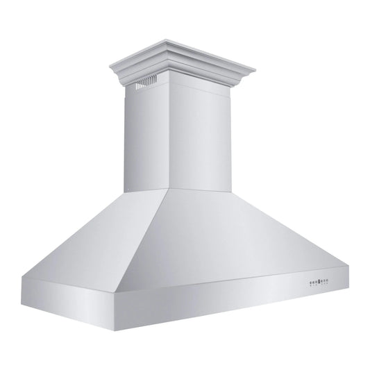 ZLINE Professional Convertible Vent Wall Mount Range Hood in Stainless Steel with Crown Molding 667CRN-48