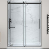 Stellar Series 76 in. x 57-60 in. Sliding Frameless Shower Door with Alcove Shower Base - Multiple Finishes