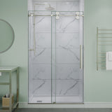 Ozean Series 44 to 48 in. x 76 in. Frameless Shower Door with Sliding with Tsunami Guard Tempered Clear Glass