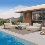 PURPLE LEAF Hailar L-Shaped Patio Conversation Set with Genuine Teak Cushions and Pillows Olefin Rope Backres Outdoor Couch Sets for Backyard Porch