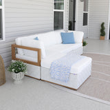 PURPLE LEAF Griffin U-shaped Patio Conversation Set White with Cushion Pillows Ottoman and Premium Leather for Gathering Entertaining