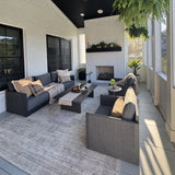 PURPLE LEAF Sanori Classical with Table Grey Patio Conversation Set with Cushions and Ottoman for Poolside