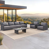 PURPLE LEAF Sanori Classical with Table Grey Patio Conversation Set with Cushions and Ottoman for Poolside