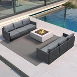 PURPLE LEAF Sanori Classical without Table Grey Patio Conversation Set with Cushions and Ottoman for Deck