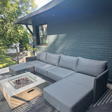 PURPLE LEAF Sanori Grey Symmetrical Outdoor Sectional Modular Design with Cushions and Ottoman for Porch