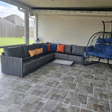 PURPLE LEAF Sanori L-Shaped Patio Couch Set Modular Sofa with Grey Cushions and Ottoman for Backyard