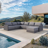 PURPLE LEAF Athena Louvered Pergola Modern Grey Pergola White Roof with Sanori Patio Couch Set Modular Sofas for Deck Backyard Garden