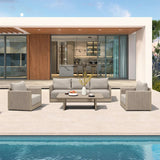 PURPLE LEAF Sanori L-Shaped Patio Couch Set Modular Sofa with Beige Cushions and Ottoman for Backyard