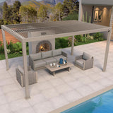PURPLE LEAF Sanori L-Shaped Patio Couch Set Modular Sofa with Beige Cushions and Ottoman for Backyard