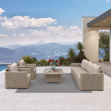 PURPLE LEAF Sanori Classical with Table Beige Patio Conversation Set with Cushions and Ottoman for Poolside