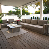 PURPLE LEAF Sanori Classical with Table Beige Patio Conversation Set with Cushions and Ottoman for Poolside