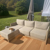 PURPLE LEAF Sanori L-Shaped Patio Couch Set Modular Sofa with Beige Cushions and Ottoman for Backyard