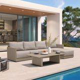 PURPLE LEAF Sanori L-Shaped Patio Couch Set Modular Sofa with Beige Cushions and Ottoman for Backyard