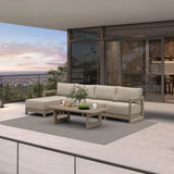 PURPLE LEAF Caesar L-shaped Patio Conversation Set with Khaki Cushion Pillows and Ottoman Couch for Backyard Porch