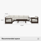 PURPLE LEAF Caesar Open-End Patio Conversation Set with Bronze Cushion Pillows and Ottoman for Modern Outdoor Deck